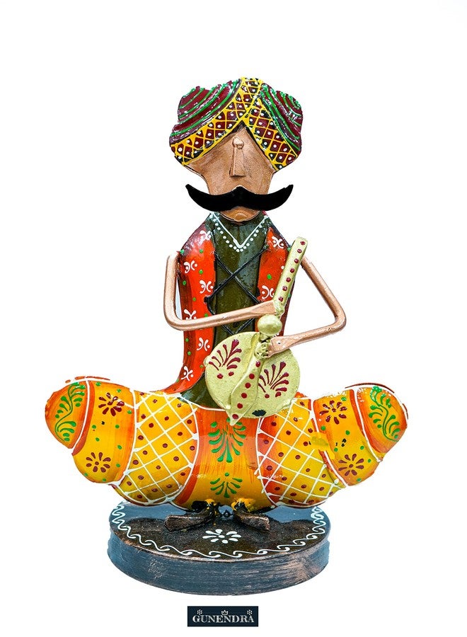 GUNENDRA Crafts Metal Rajasthani Musicians Item Showpiece - Decorative Items for Home | Showpieces | Table Decorative Items (17X10X24 Cm), Multi Colour - Image 4